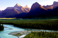 Alberta, Athabasca, Canada, river, sunset, Canadian Rockies, "Icefields Parkway"
