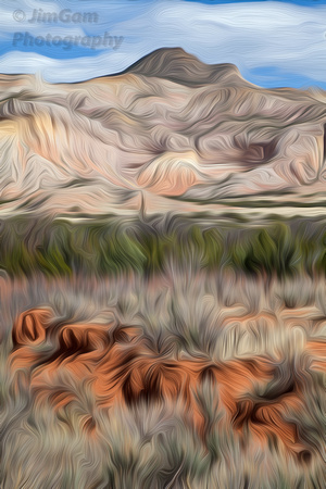 "Road to Abiquiu", abstract, "rock formations", landscape, rocks, "Georgia O'Keeffe"