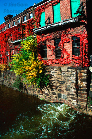 Holyoke, canal, fall, outflow, mills, factories, autumn, foliage