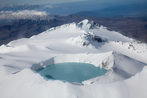 "New Zealand", Tongariro, "blue pool"," snow capped", volcano, crater