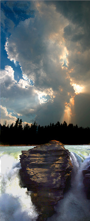 Alberta, Athabasca, Canada, composite, falls, smoke, "forest fire", "Canadian Rockies"