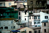 Gibraltar, cityscape, posterized, tenements, clothesline