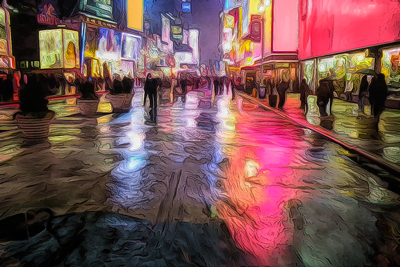 NYC, "Times Square", abstract, rain, reflections
