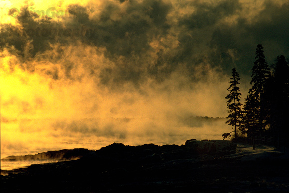 Acadia, "Bar Harbor", Maine, Winter, "sea smoke", Porcupine Islands, sunrise
