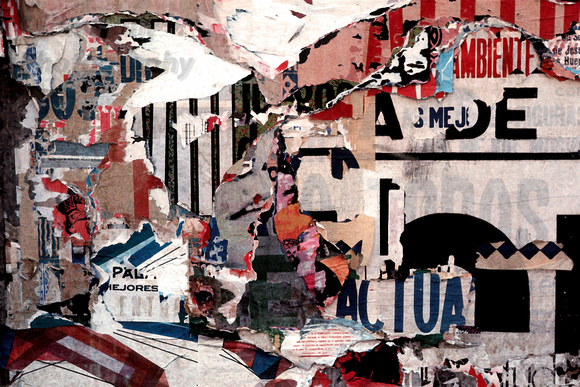 Spain, billboard, collage, torn