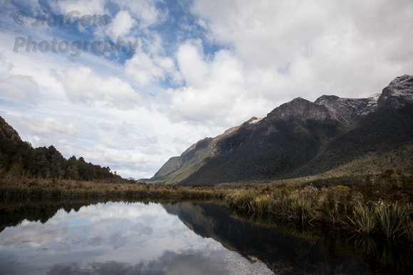 "Milford Sound Road", "Mirror Lake", "New Zealand", lake, reflection